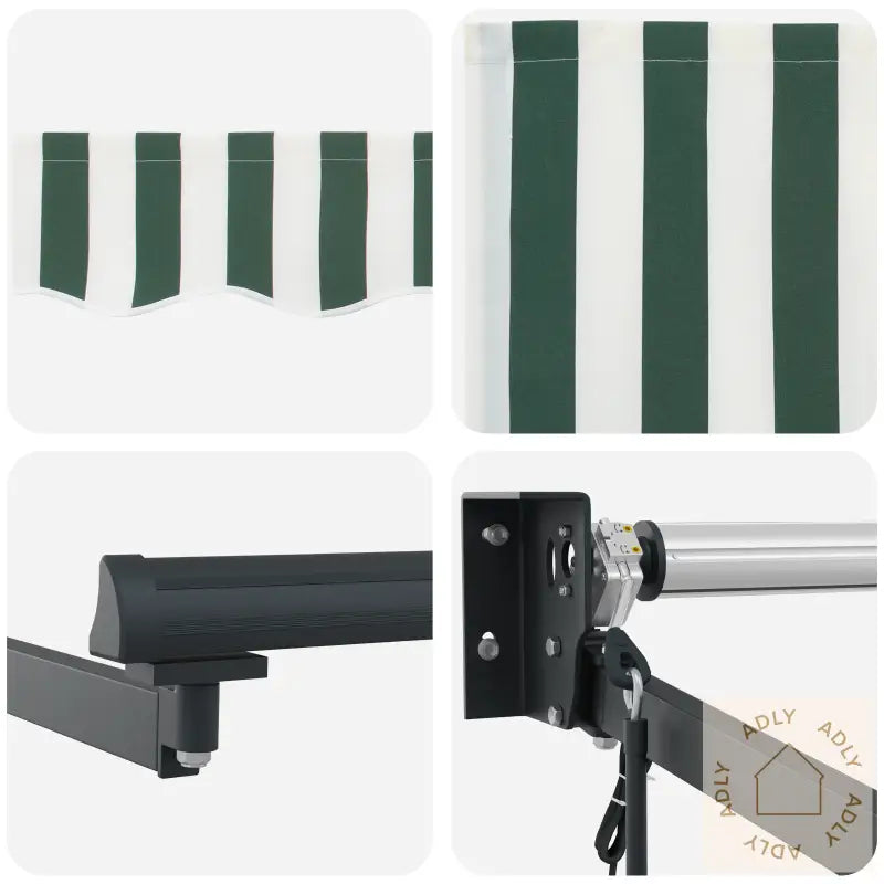 Automatisk Uttrekkbar Markise Grønn Og Hvit 350X250 Cm
