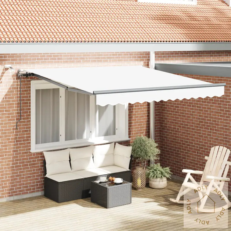 Automatisk Uttrekkbar Markise Med Led Hvit 300X250 Cm