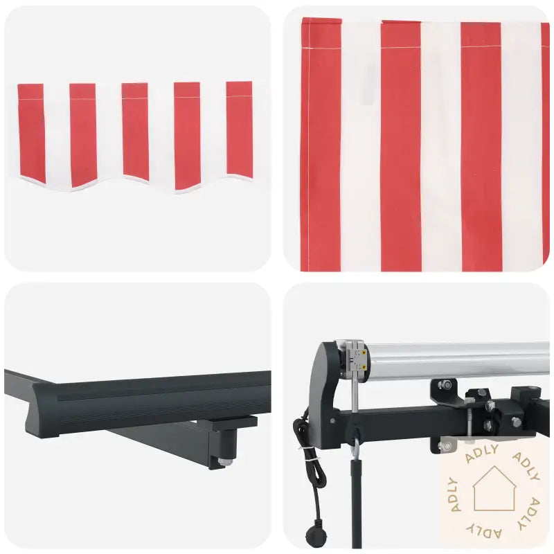 Automatisk Uttrekkbar Markise Rød Og Hvit Stripe 400X300 Cm