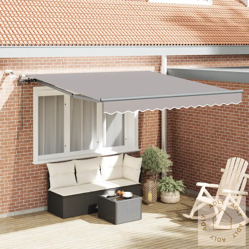 Automatisk Uttrekkbar Markise Med Led Lys Grå 300X250 Cm