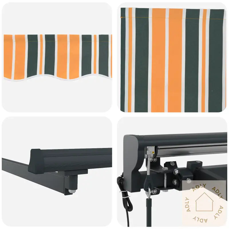 Automatisk Uttrekkbar Markise Med Led Grønn Og Hvit 400X350 Cm