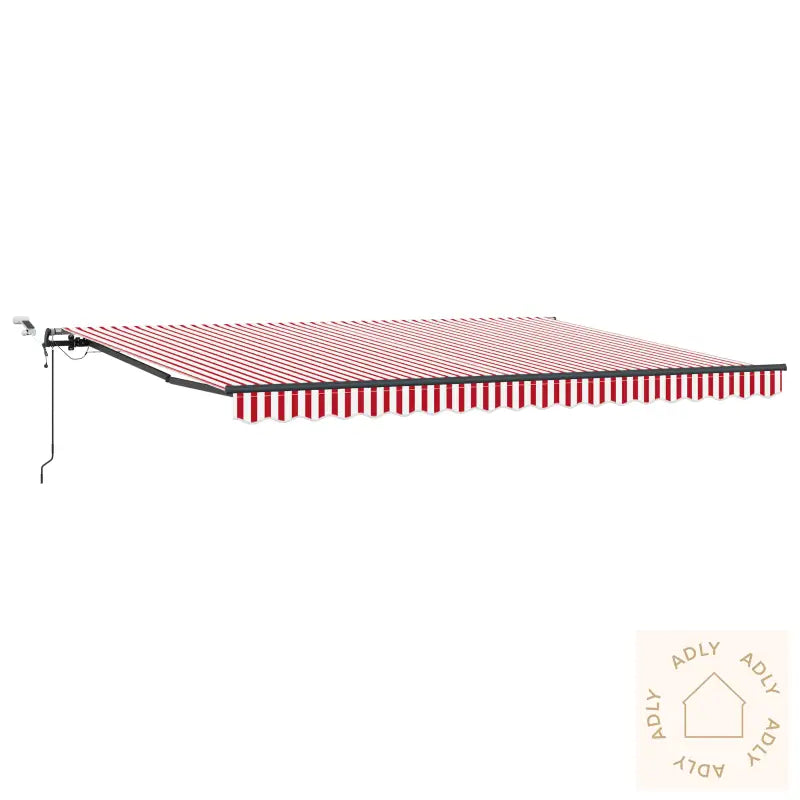 Automatisk Uttrekkbar Markise Med Led Rød Og Hvit Stripe 450X300 Cm