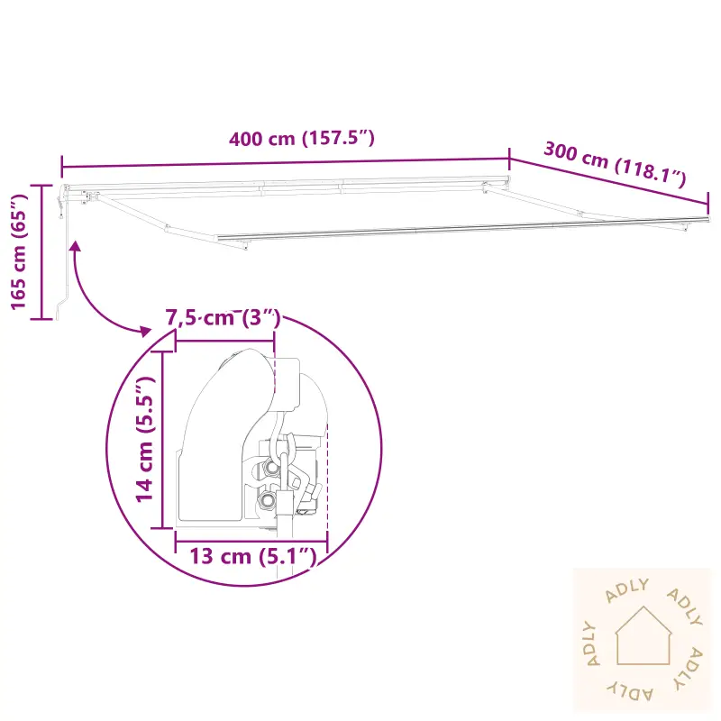 Automatisk Uttrekkbar Markise Beige 400X350 Cm