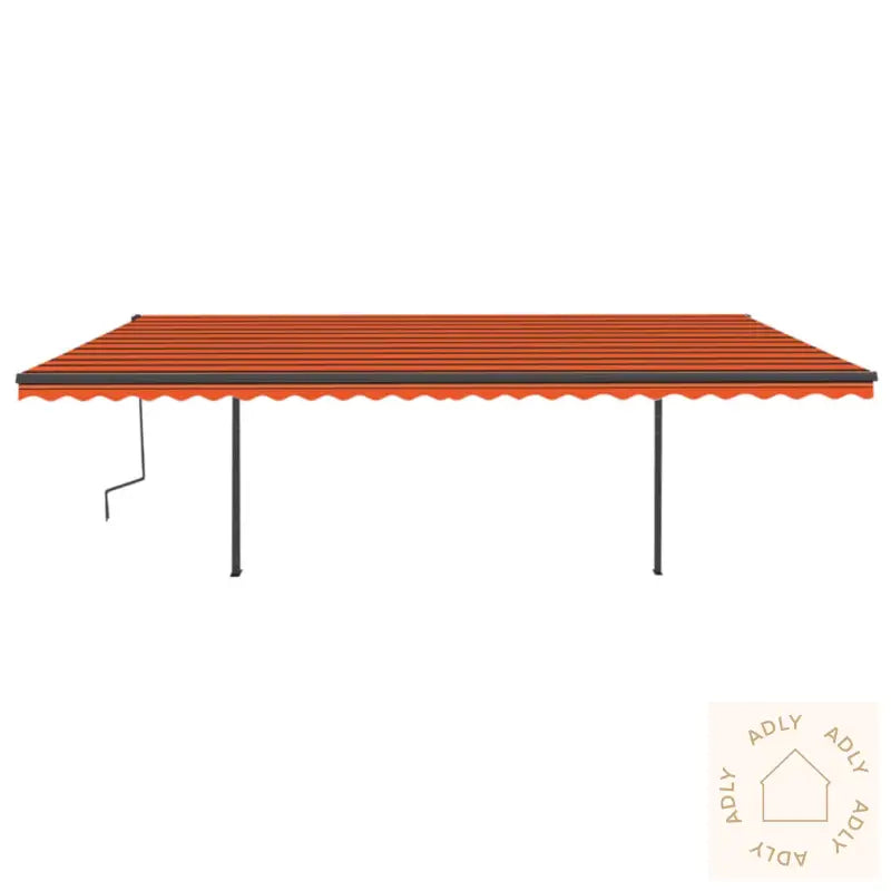 Automatisk Uttrekkbar Markise Med Stolper 6X3,5 M Oransje Brun