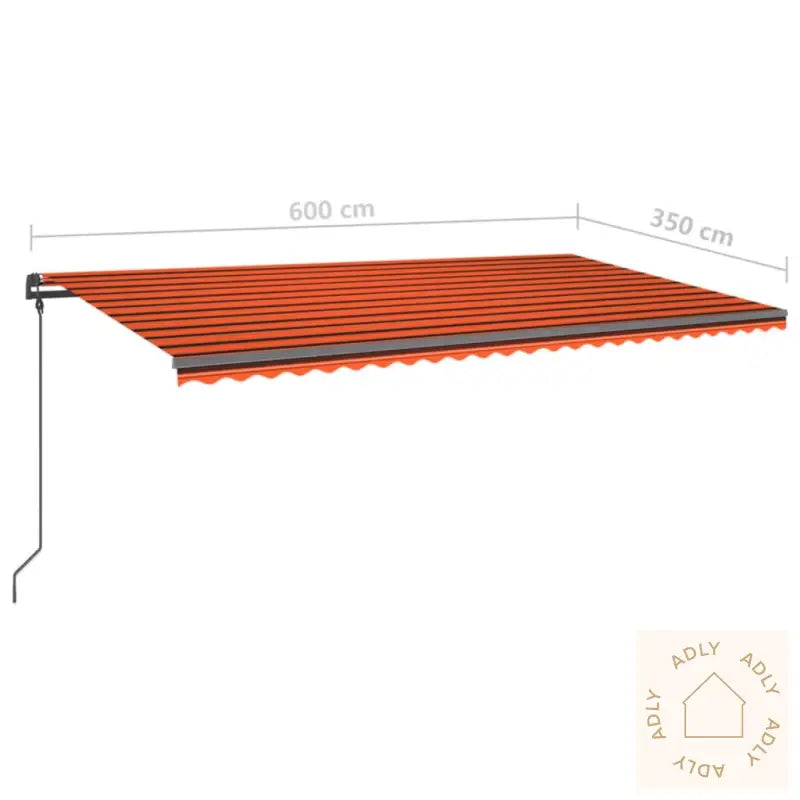 Automatisk Uttrekkbar Markise Med Stolper 6X3,5 M Oransje Brun