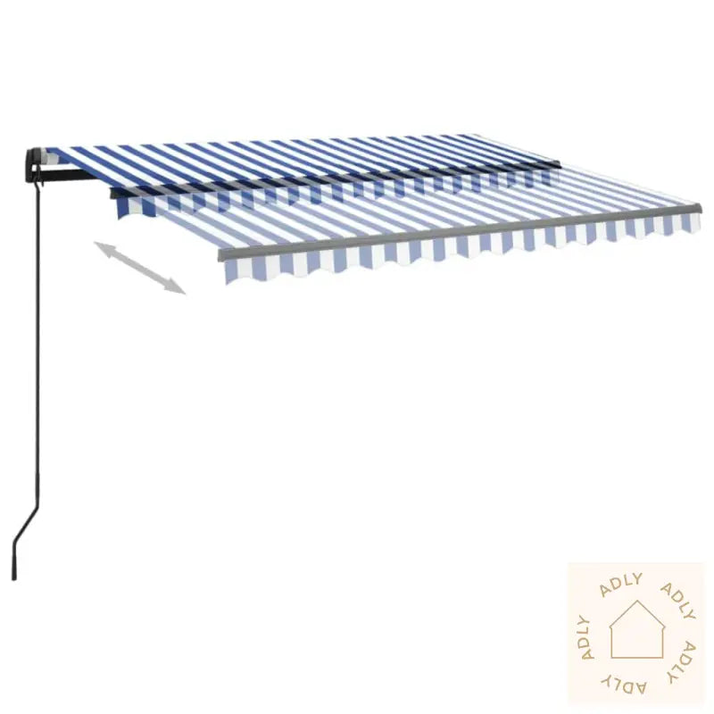Automatisk Markise Med Led Og Vindsensor 3X2,5 Cm Blå Og Hvit