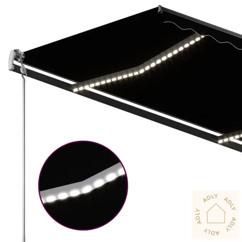 Automatisk Markise Med Led Og Vindsensor 3X2,5 Cm Antrasitt