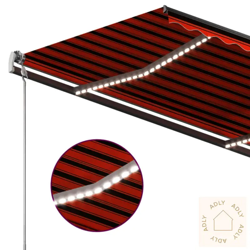 Automatisk Markise Med Led Og Vindsensor 3X2,5M Oransje Og Brun