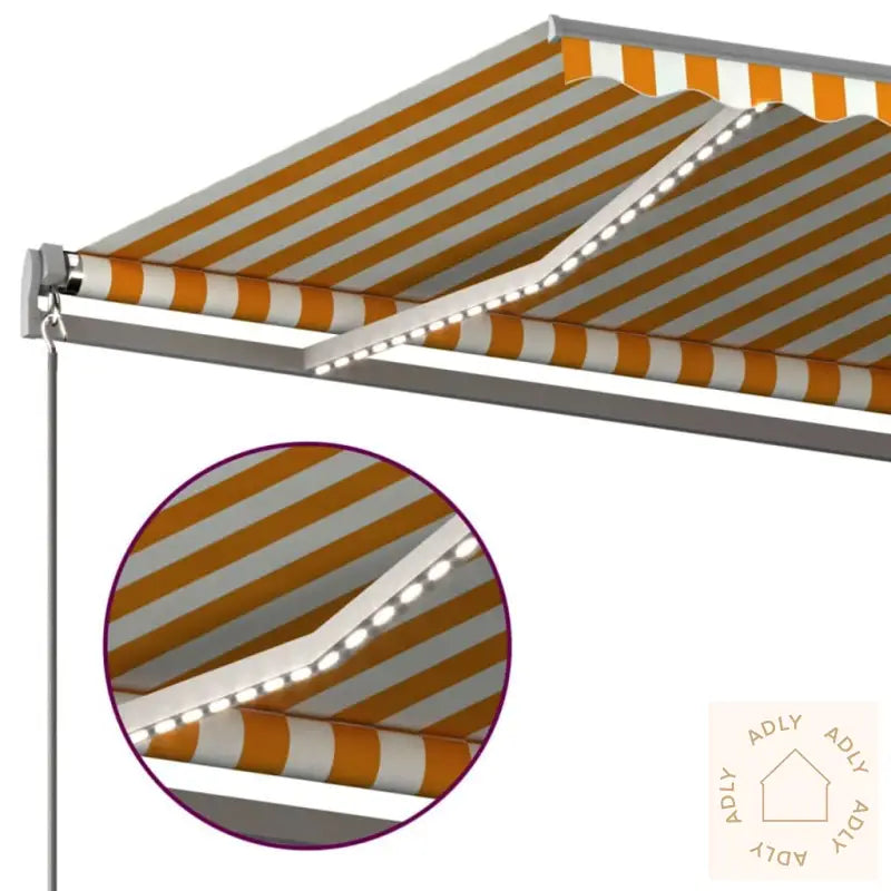 Automatisk Markise Med Vindsensor Og Led 6X3,5 M Gul Og Hvit