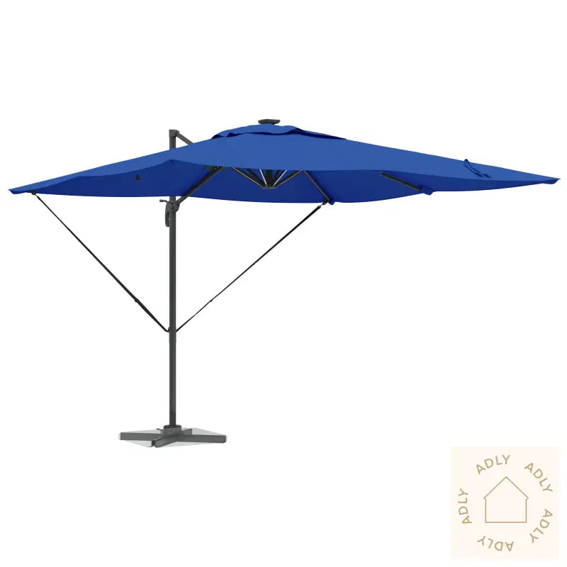 Cantilever Roma Parasol Med Led-Er Azure Blå 286X285X270 Cm Aluminium