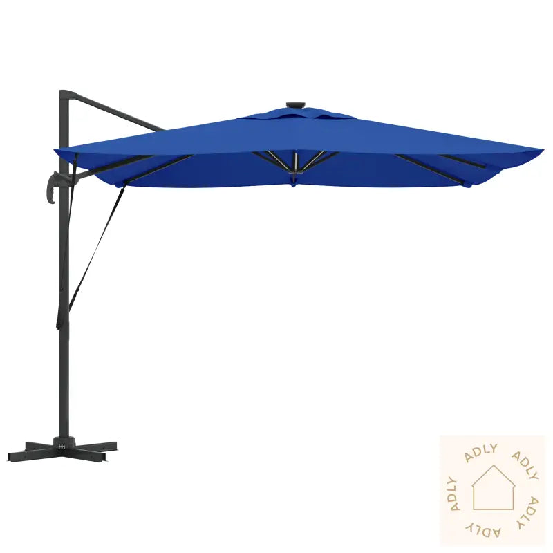 Cantilever Roma Parasol Med Led-Er Azure Blå 286X285X270 Cm Aluminium