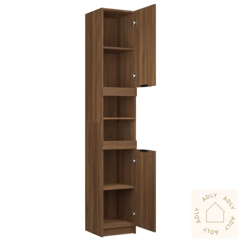 Baderomsskap Brun Eik 32X34X188,5 Cm Konstruert Tre