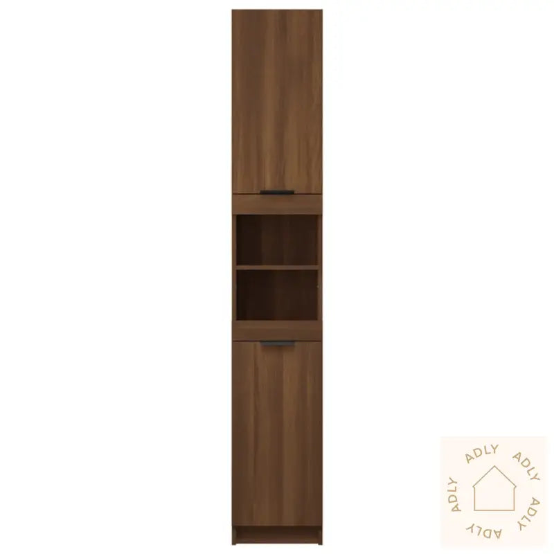 Baderomsskap Brun Eik 32X34X188,5 Cm Konstruert Tre