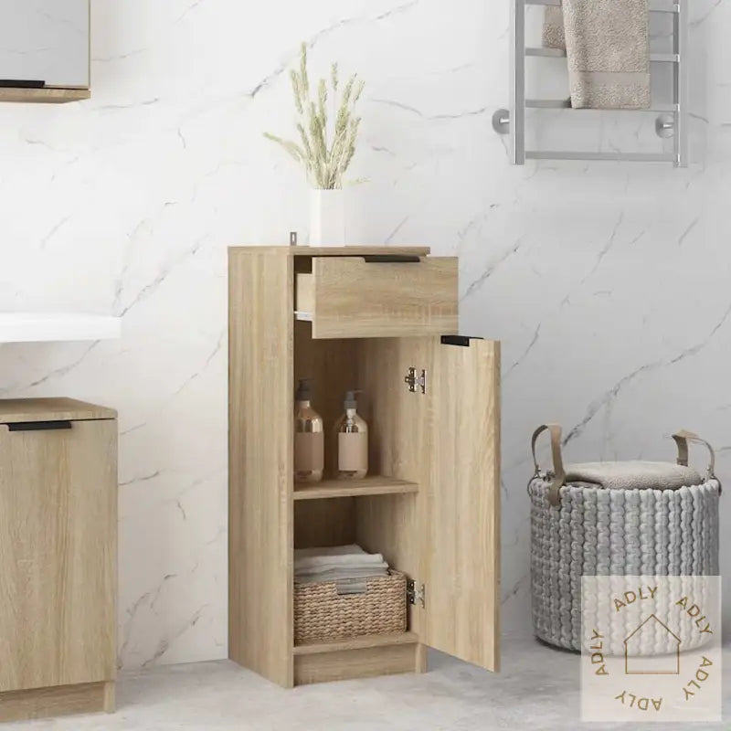 Baderomsskap Sonoma Eik 32X34X90 Cm Konstruert Tre