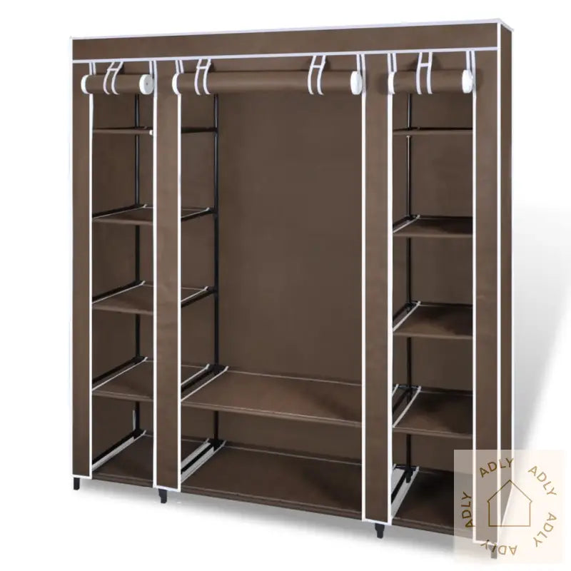 Garderobeskap Med Rom Og Stenger 45X150X176 Cm Brun Stoff