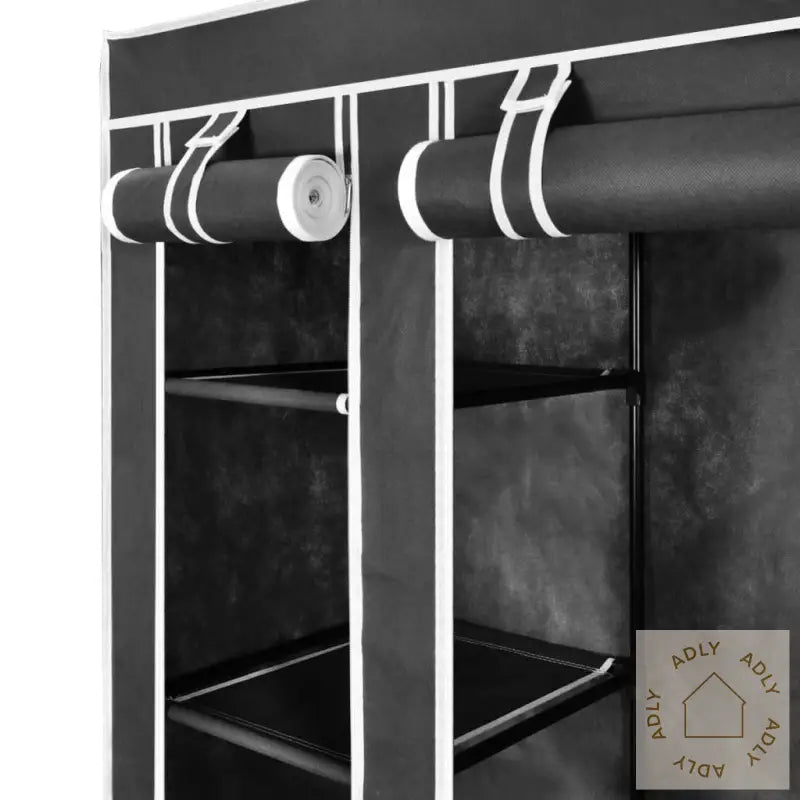 Garderobeskap Med Hyller Og Stenger 45X150X176 Cm Svart Stoff