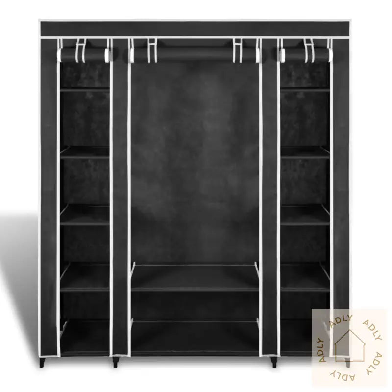 Garderobeskap Med Hyller Og Stenger 45X150X176 Cm Svart Stoff