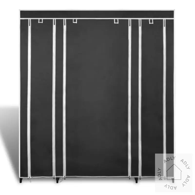 Garderobeskap Med Hyller Og Stenger 45X150X176 Cm Svart Stoff