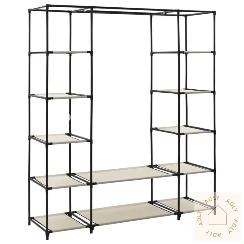 Garderobeskap Med Rom Og Stenger Krem 150X45X176 Cm Stoff