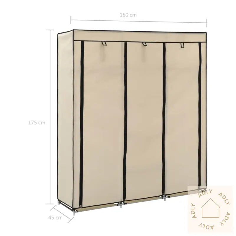 Garderobe Med Skap Og Stenger Kremhvit 150X45X175 Cm Stoff