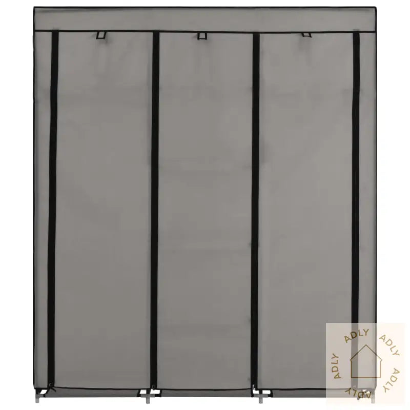 Garderobe Med Skap Og Stenger Grå 150X45X175 Cm Stoff