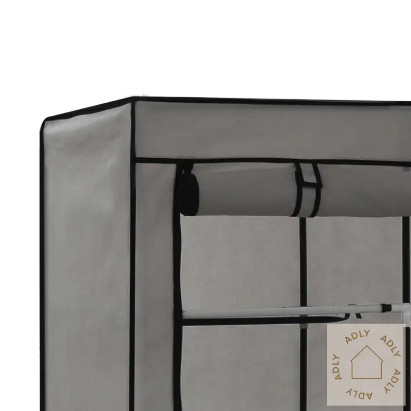 Garderobe Med Skap Og Stenger Grå 150X45X175 Cm Stoff