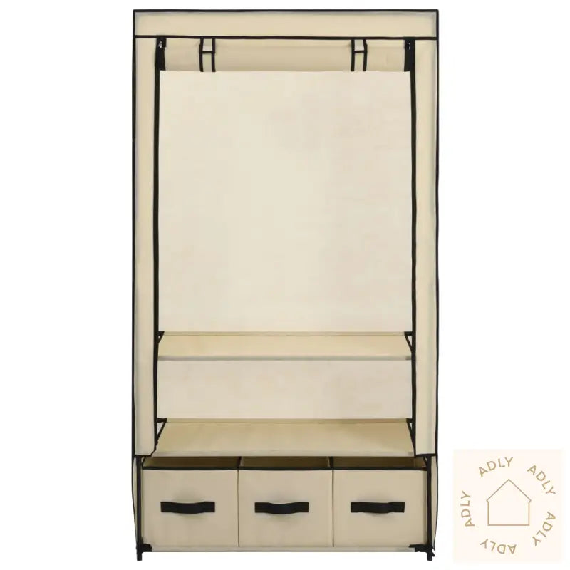 Garderobe Kremhvit 87X49X159 Cm Stoff