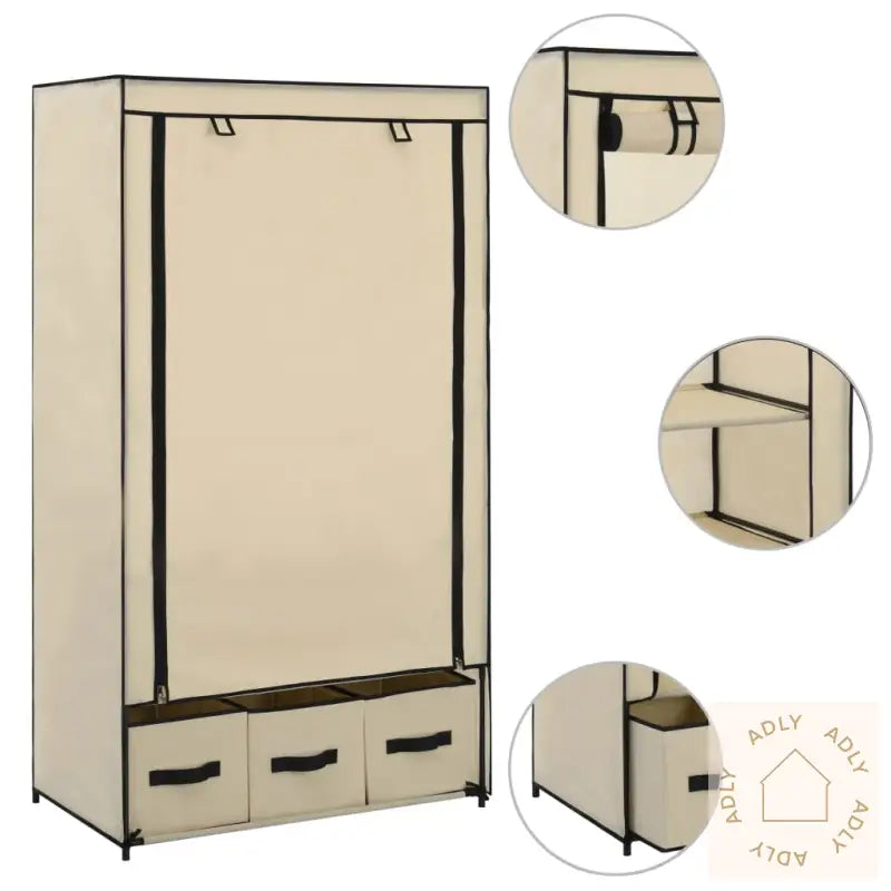 Garderobe Kremhvit 87X49X159 Cm Stoff