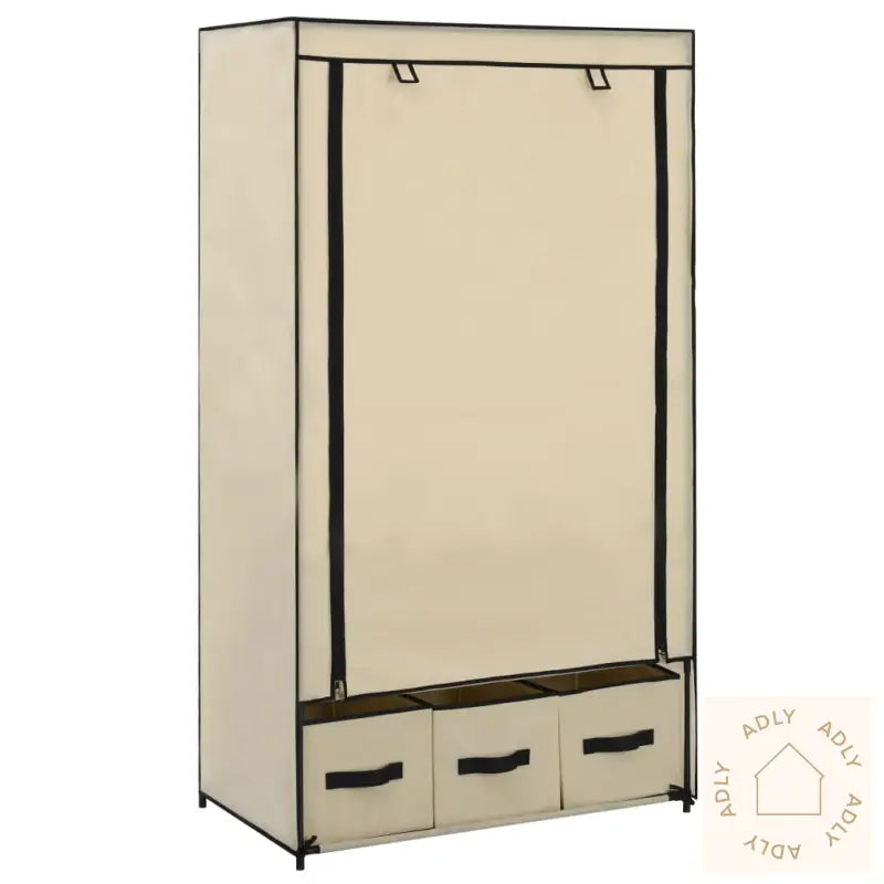 Garderobe Kremhvit 87X49X159 Cm Stoff