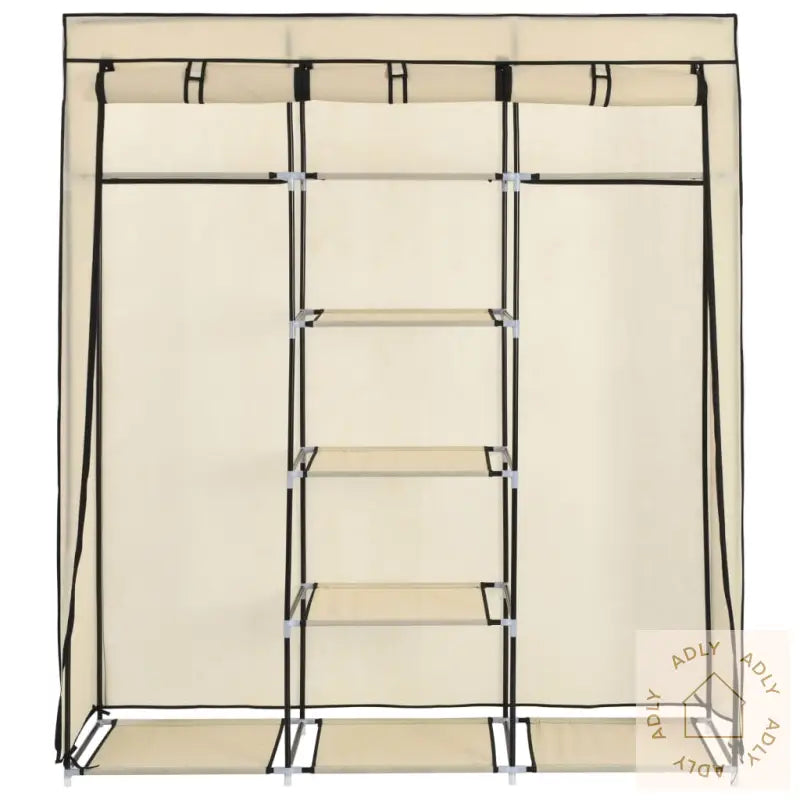 Garderobe Med Skap Og Stenger Kremhvit 150X45X175 Cm Stoff