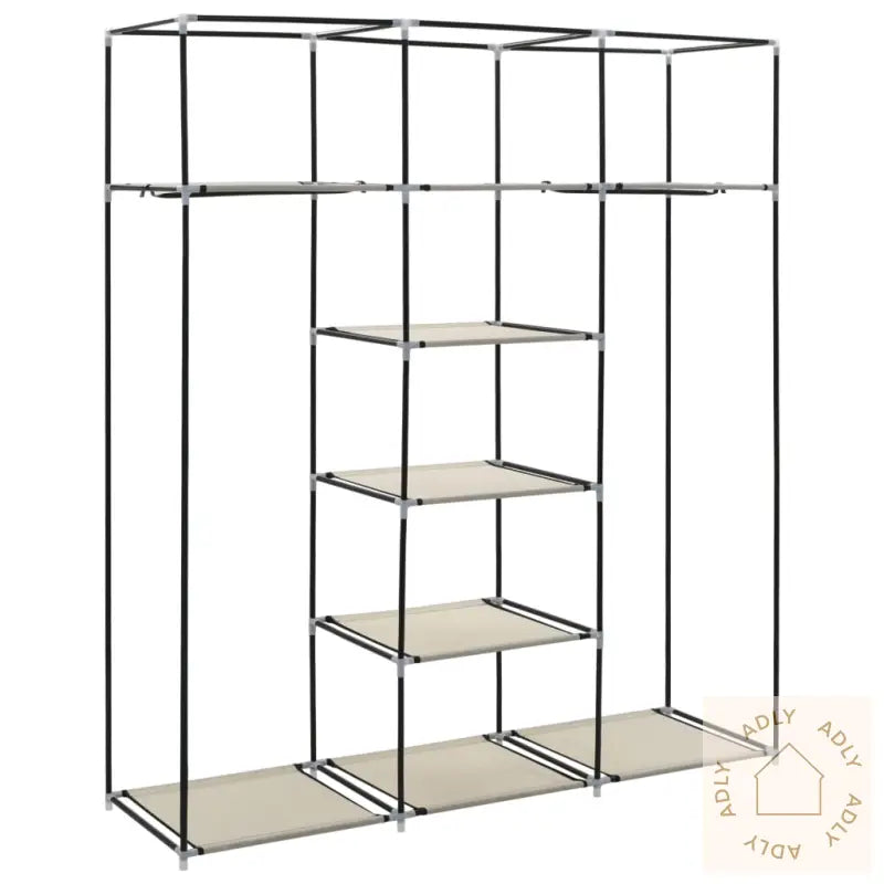 Garderobe Med Skap Og Stenger Kremhvit 150X45X175 Cm Stoff