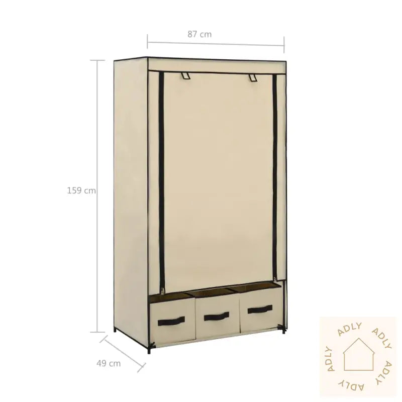 Garderobe Kremhvit 87X49X159 Cm Stoff