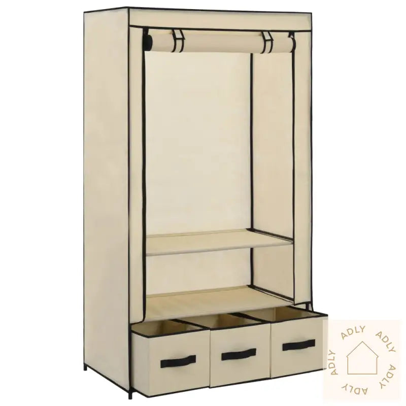 Garderobe Kremhvit 87X49X159 Cm Stoff