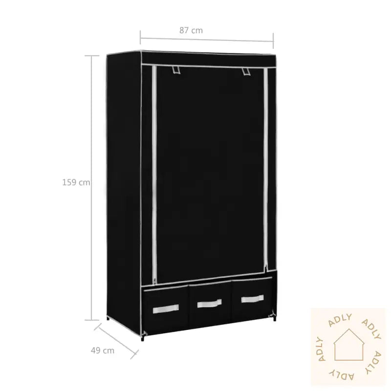 Garderobe Svart 87X49X159 Cm Stoff