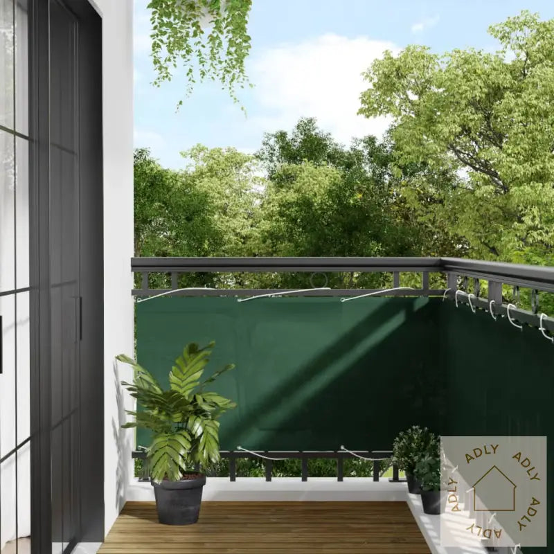 Balkongskjerm Mørkegrønn 75X800 Cm 100% Polyester Oxford