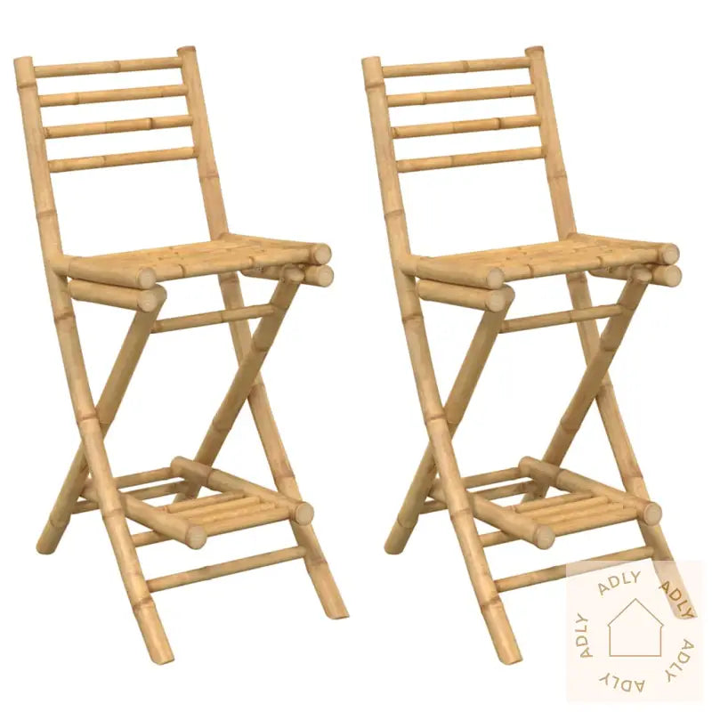 Utendørs Barkrakker Med Fotstøtter 2 Stk Sammenleggbar Bambus