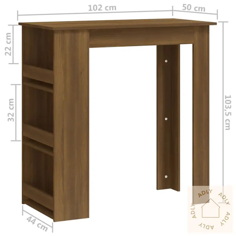 Barbord Med Oppbevaring Brun Eik 102X50X103,5 Cm Konstruert Tre