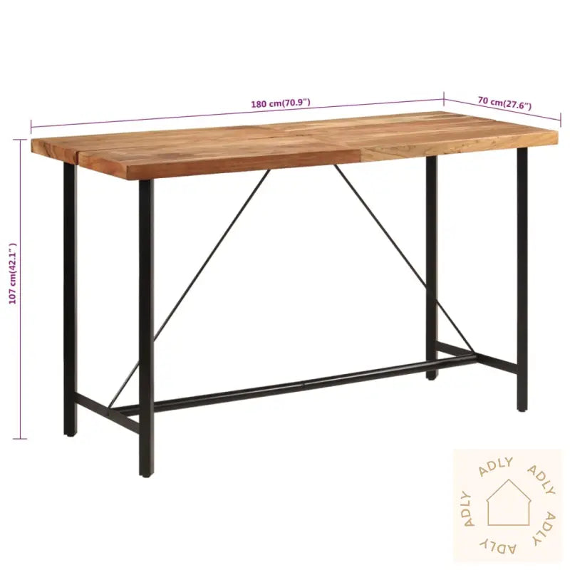 Barbord 180X70X107 Cm Heltre Akasie Og Jern