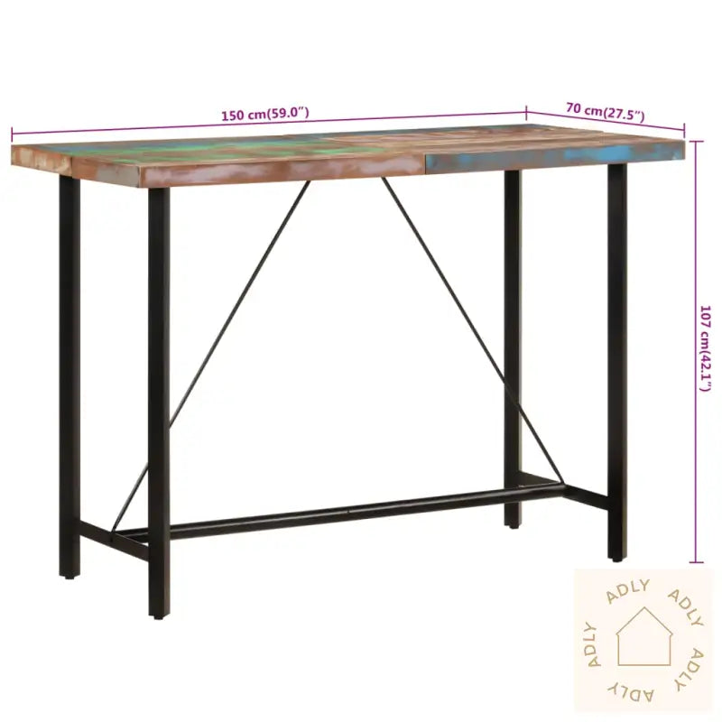 Barbord 150X70X107 Cm Gjenvunnet Heltre Og Jern