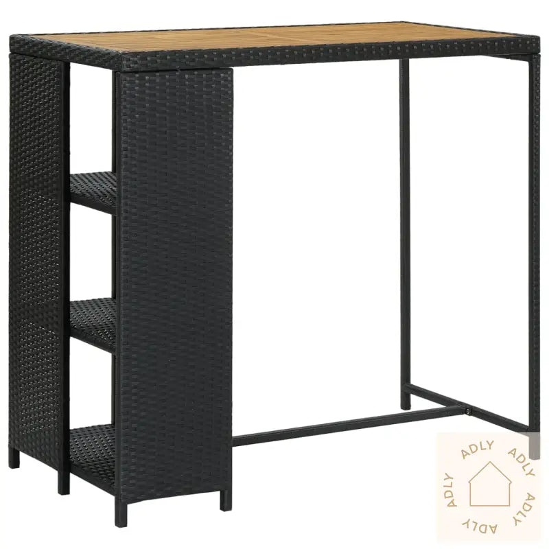 Barbord Med Oppbevaringsstativ Svart 120X60X110 Cm Polyrotting