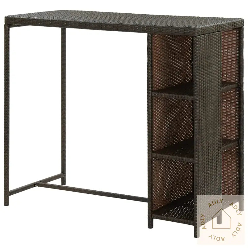 Barbord Med Oppbevaringsstativ Brun 120X60X110 Cm Polyrotting