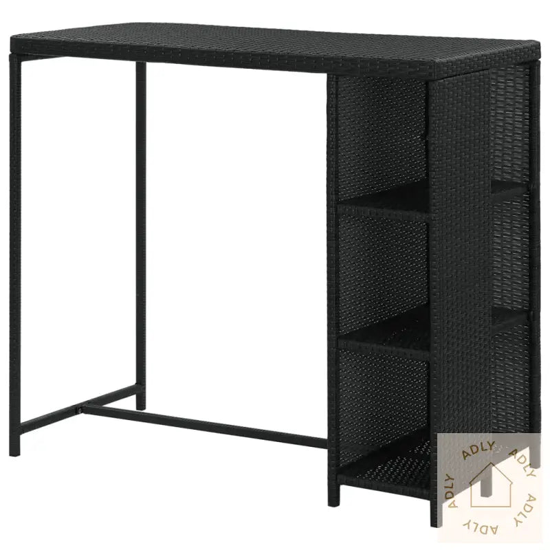 Barbord Med Oppbevaringsstativ Svart 120X60X110 Cm Polyrotting