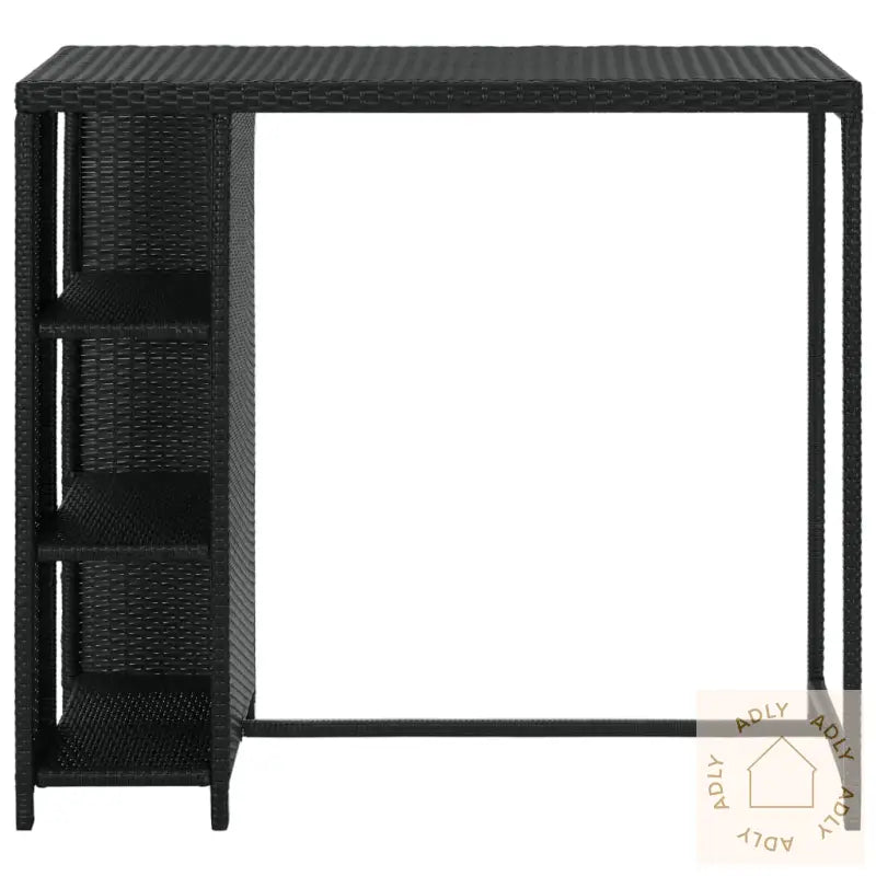 Barbord Med Oppbevaringsstativ Svart 120X60X110 Cm Polyrotting