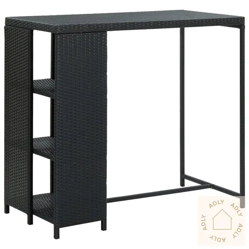 Barbord Med Oppbevaringsstativ Svart 120X60X110 Cm Polyrotting