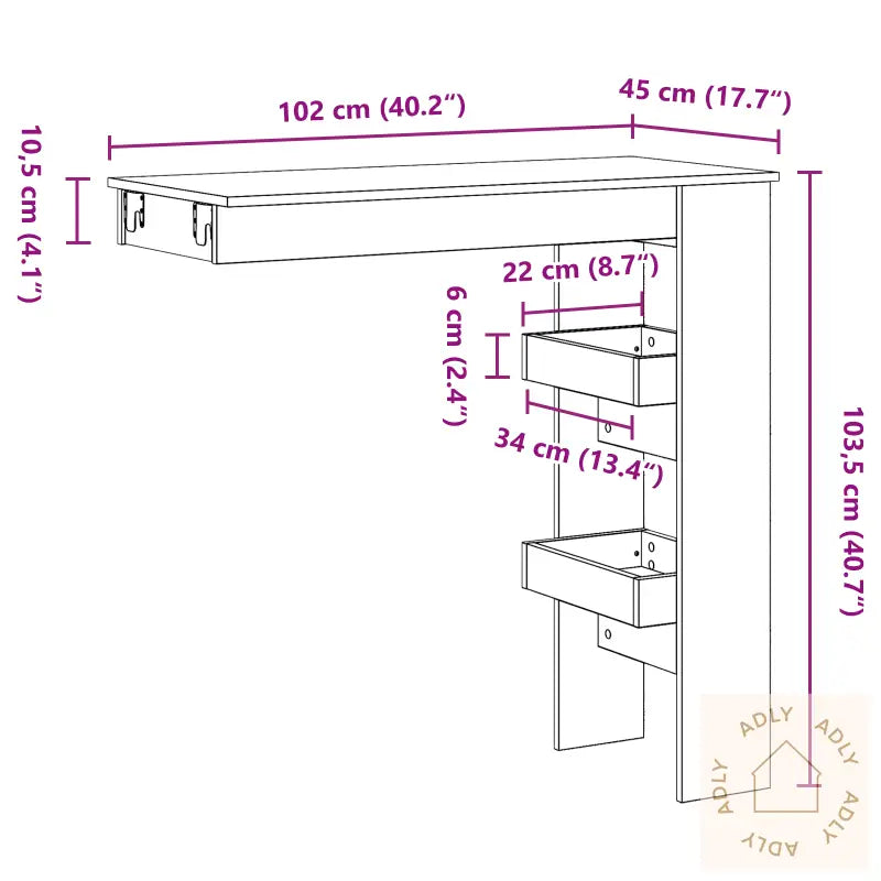 Barbord - Svart Eik - 102X55X103.5 Cm - Laget Av Konstruert Tre