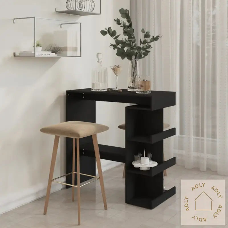 Barbord Med Oppbevaring Svart 100X50X101,5 Cm Konstruert Tre