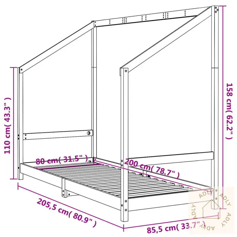 Barnesengeramme Hvit 80X200 Cm Heltre Furu