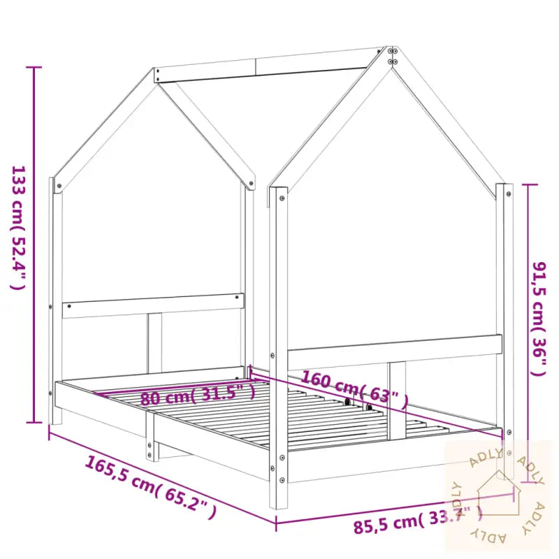Barnesengeramme Hvit 80X160 Cm Heltre Furu