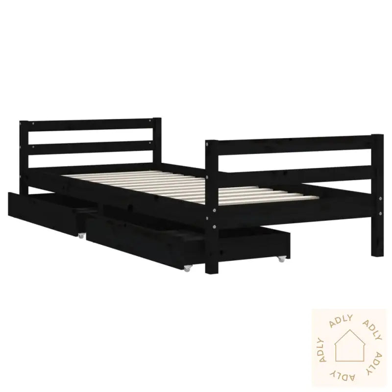 Barnesengeramme Med Skuffer Svart 90X200 Cm Heltre Furu