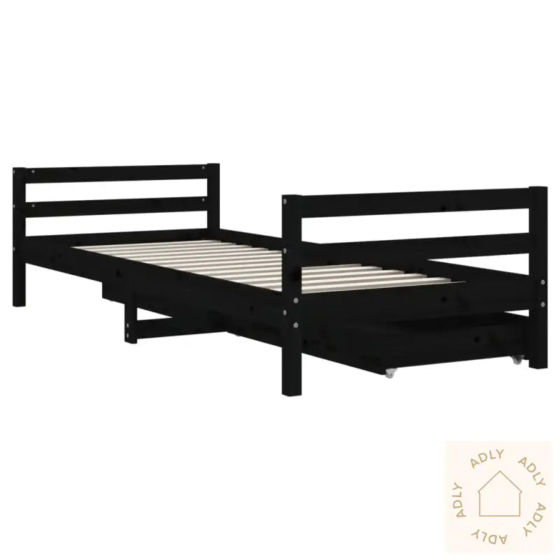Barnesengeramme Med Skuffer Svart 90X200 Cm Heltre Furu